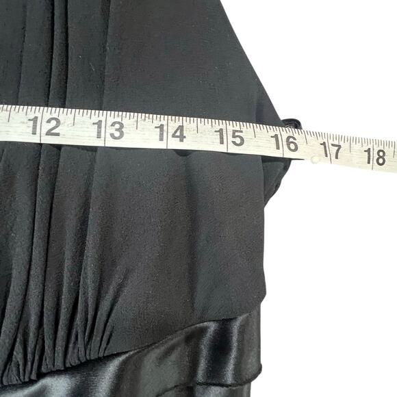 Tadashi Shoji Y2K Halter Dress 12 Black Silk Tiered Layer Cocktail Gown Romantic - Picture 8 of 16